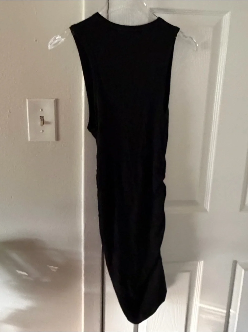 NWT ETERNE Carrie Ruched Mini Dress, Black, Medium - Picture 3 of 6